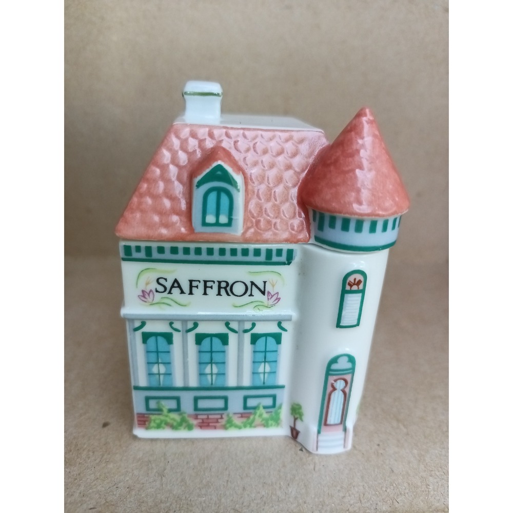 Vintage 1989, Lenox, spice village SAFFRON house, spice jar, porcelain, cottage